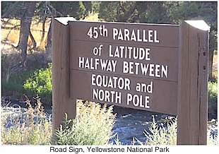 45th Parallel Marker in Yellowstone