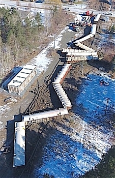 Aerial View of Train Wreck