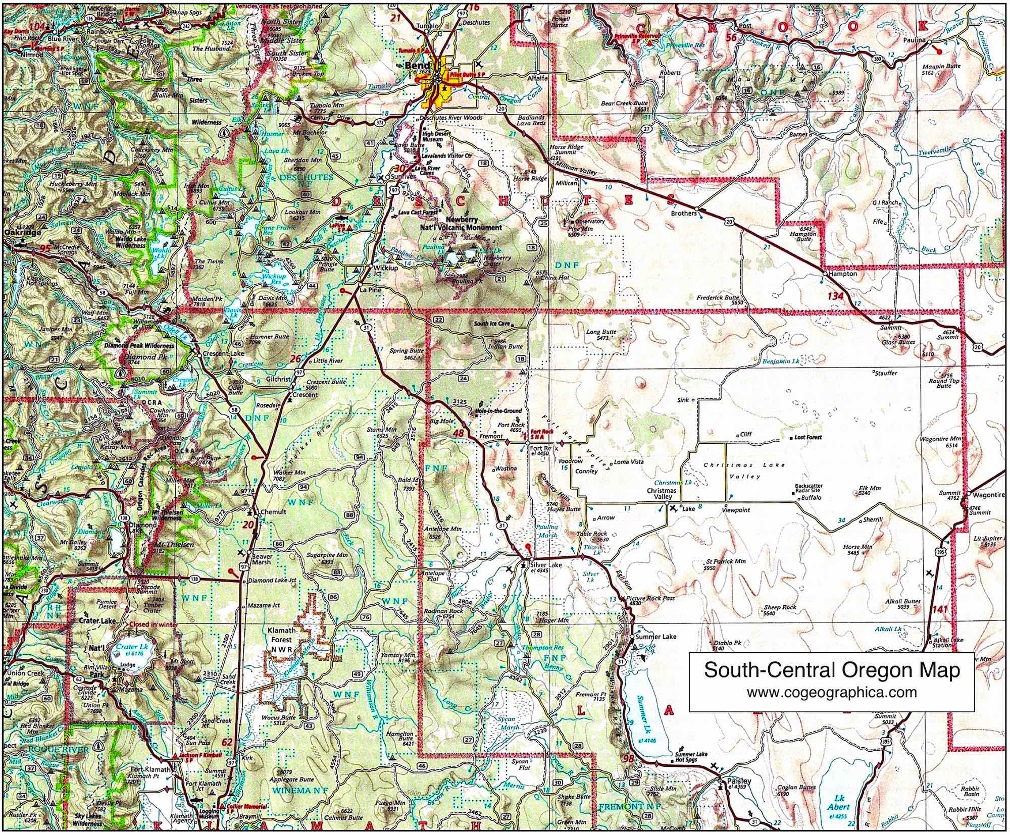 Map of South-Central Oregon
